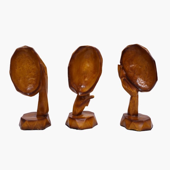 VEDAS Mystical Indian Polyresin Set of 3 Diamond Face Figurines