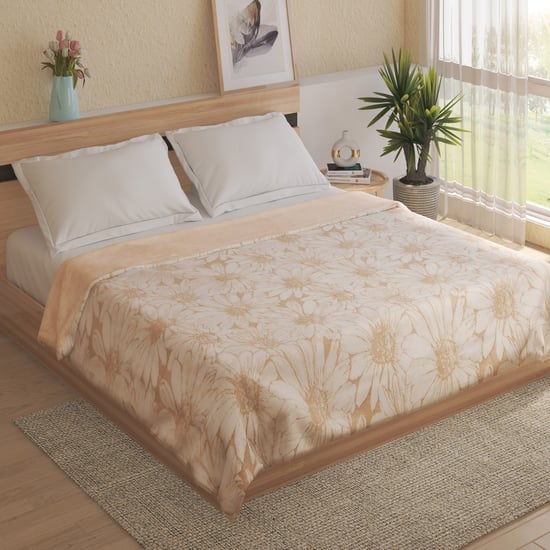 Plume Daisy Printed Flannel Double Blanket