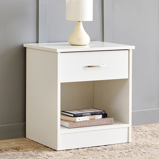 Helios Alton NXT Arvis Bedside Table with Drawer - White