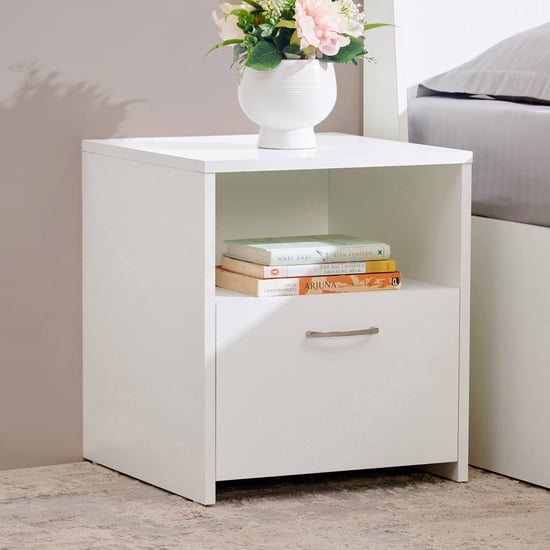Helios Alton NXT Bedside Table with Drawer - White