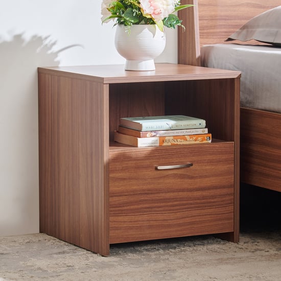 Helios Alton NXT Bedside Table with Drawer - Walnut