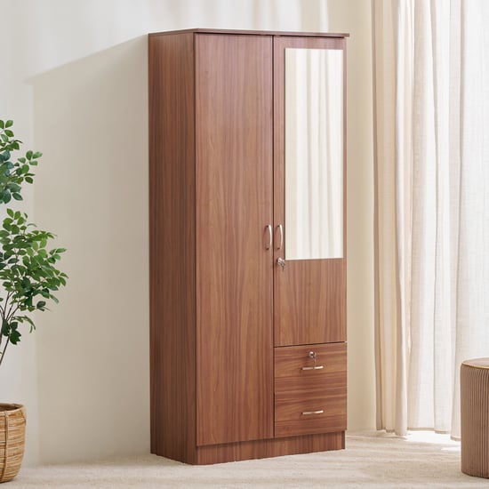 Helios Alton NXT 2-Door Wardrobe with Mirror and Drawers - Walnut