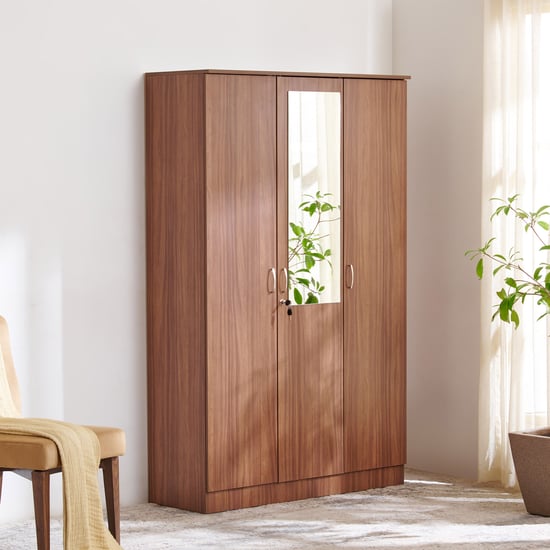 Helios Alton NXT 3-Door Wardrobe with Mirror - Walnut