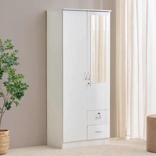 Helios Alton NXT 2-Door Wardrobe with Mirror and Drawers - White