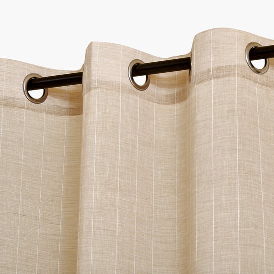 Chanderi Haze Set of 2 Striped Sheer Door Curtains - 7.3ft(225cm)