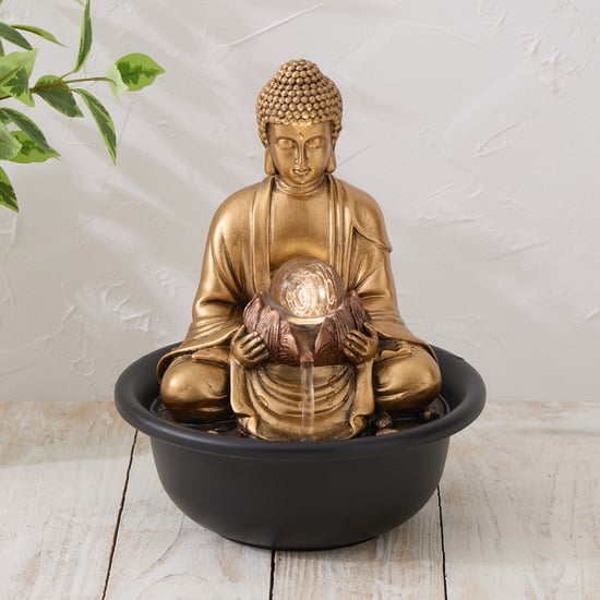 Alpine Polyresin Buddha with Rotating Ball Water Fountain - 20x25cm