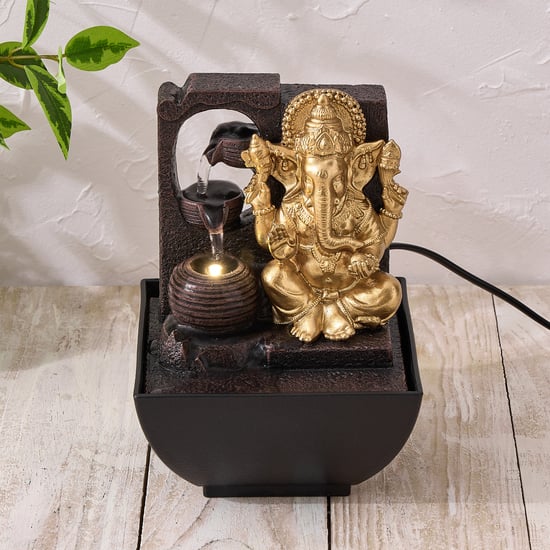 Corsica Alpine Polyresin Mini Ganesha Water Fountain - 13x13x19cm