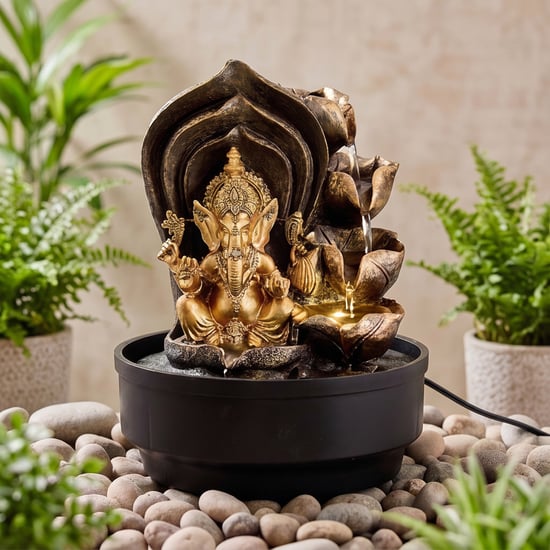 Corsica Alpine Polyresin Ganesha Water Fountain - 21x27cm