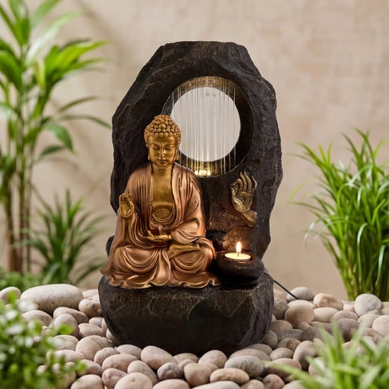 Corsica Alpine Polyresin Buddha Water Fountain - 23x45cm