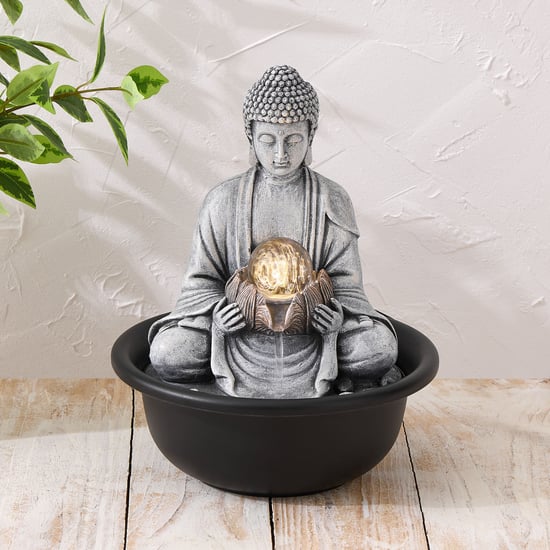 Corsica Alpine Polyresin Buddha with Rotating Ball Water Fountain - 20x25cm