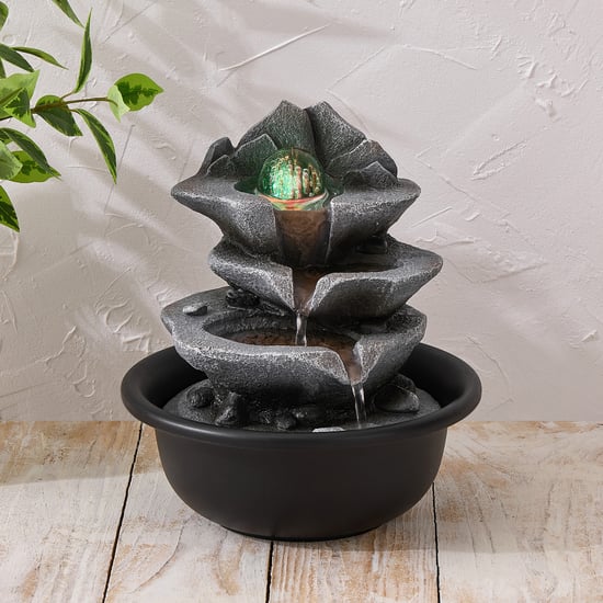 Alpine Modern Polyresin Diya with Rotating Ball Water Fountain - 20x23cm