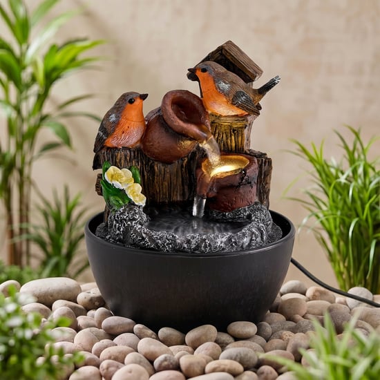 Corsica Alpine Polyresin Mini Birds Water Fountain - 14x19.5cm