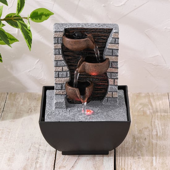Corsica Alpine Polyresin Mini Diya Water Fountain - 13x13x19cm