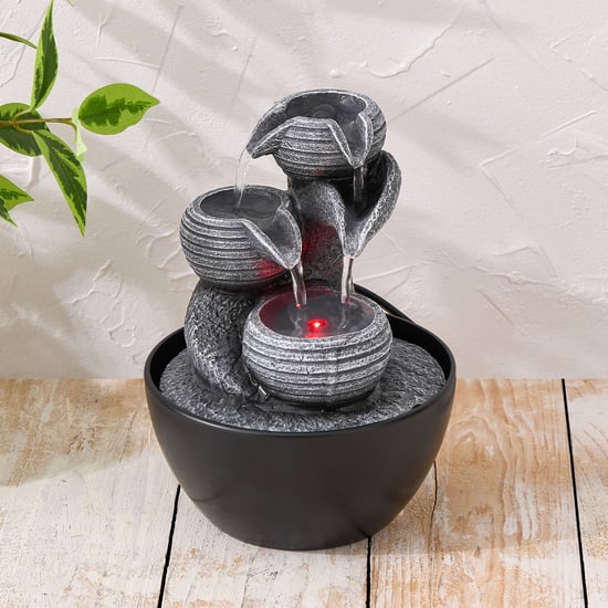 Corsica Alpine Modern Polyresin Mini Diya Water Fountain - 13.5x18cm