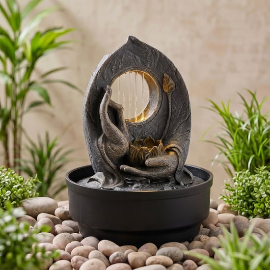 Corsica Alpine Polyresin Palm Water Fountain - 22x28.5cm