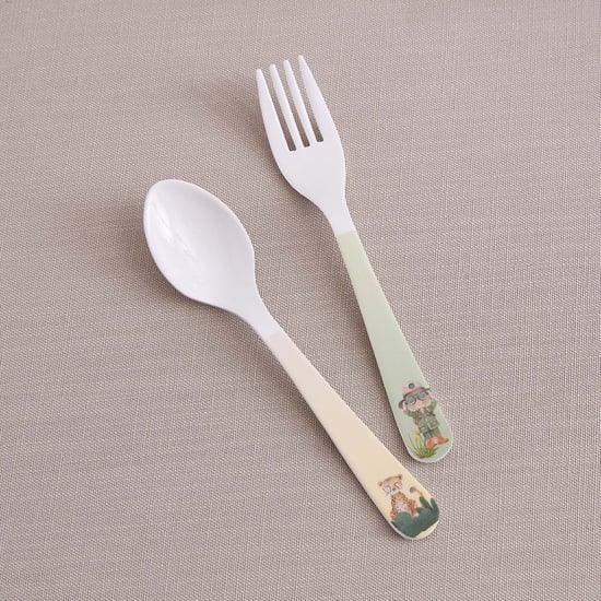 Slate Kids Safari 2Pcs Melamine Printed Spoon and Fork Set