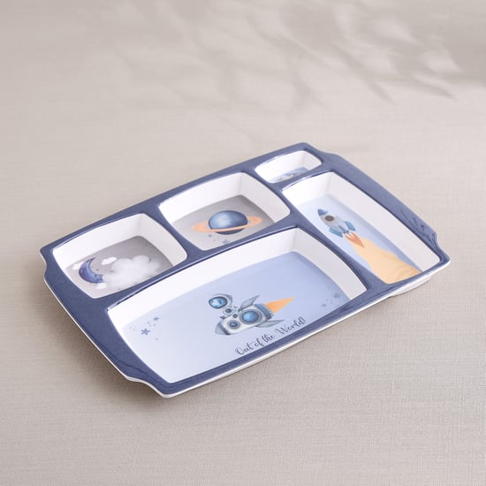 Slate Kids Space Dino Melamine Partitioned Plate - 31x23cm