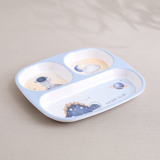 Slate Kids Space Dino Melamine Printed Partitioned Plate - 24x21cm