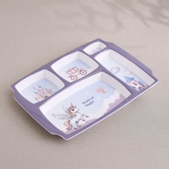 Slate Kids Unicorn Melamine Printed Partitioned Plate - 31x23cm