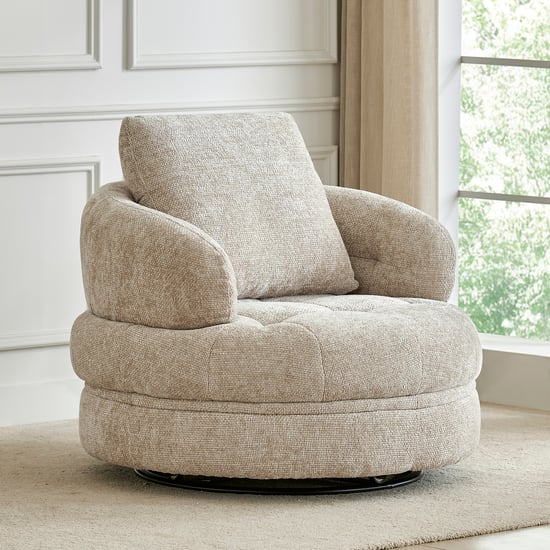 Alexa Fabric Swivel Accent Chair - Beige