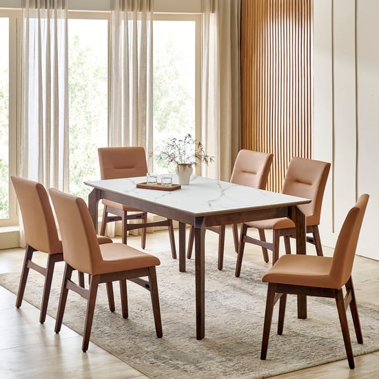 Falcon NXT Ceramic Top 6-Seater Dining Set with Chairs - White