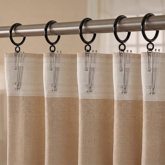 Oak Set of 16 Metal Curtain Rings - Black