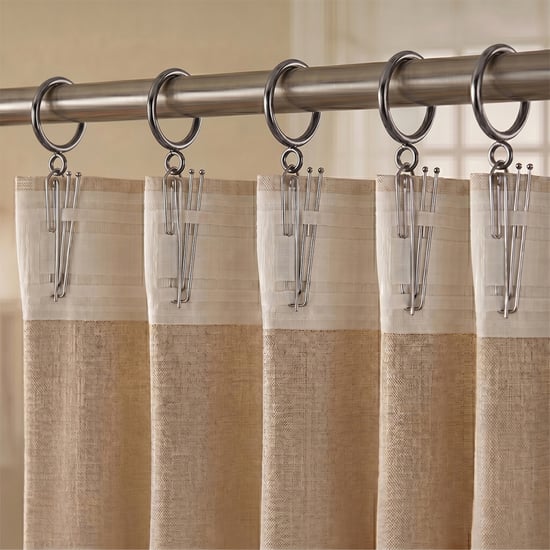 Oak Set of 16 Metal Curtain Rings - Silver