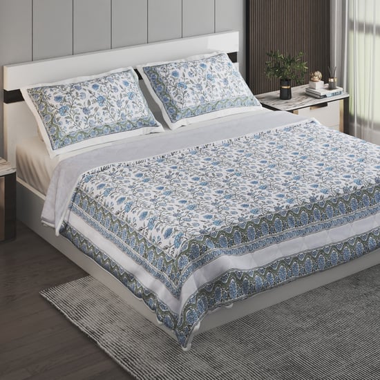 Repose Kaaya Cotton Quilted 3Pcs Double Bed Cover Set