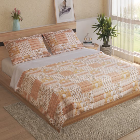 Repose Kaaya Cotton Quilted 3Pcs Double Bed Cover Set
