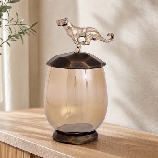 Mineral Panther Glass Trinket Jar