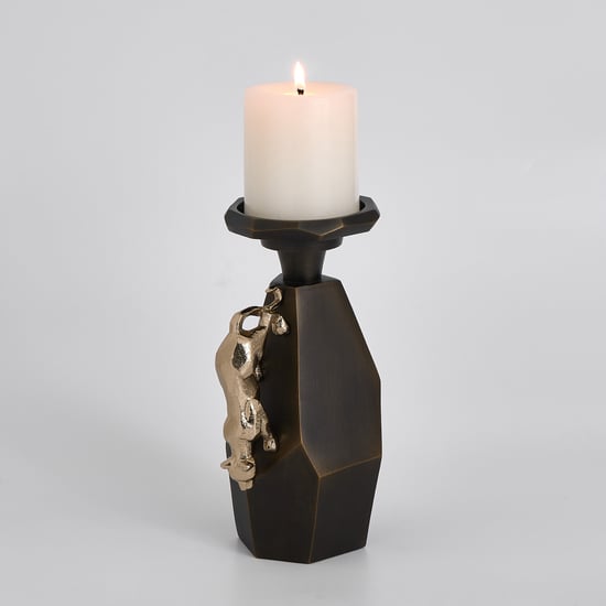 Mineral Gifts Aluminium Panther Pillar Candle Holder - Large
