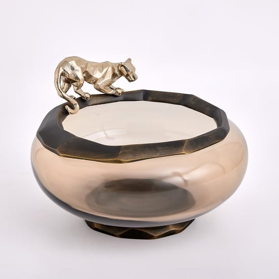 Mineral Gifts Glass Panther Decorative Bowl