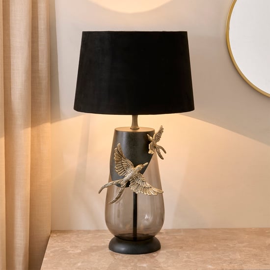 Mineral Drongo Aluminium and Glass Bird Decorative Table Lamp