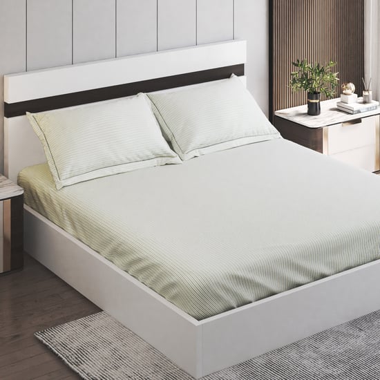 Corsica Ezra Cotton 144TC Striped 3Pcs Queen Bedsheet Set
