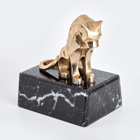 Nuqta Aluminium and Marble Panther Figurine