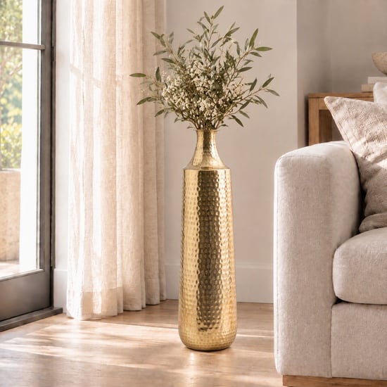 Colossal Austin Hammered Metal Bottle Vase