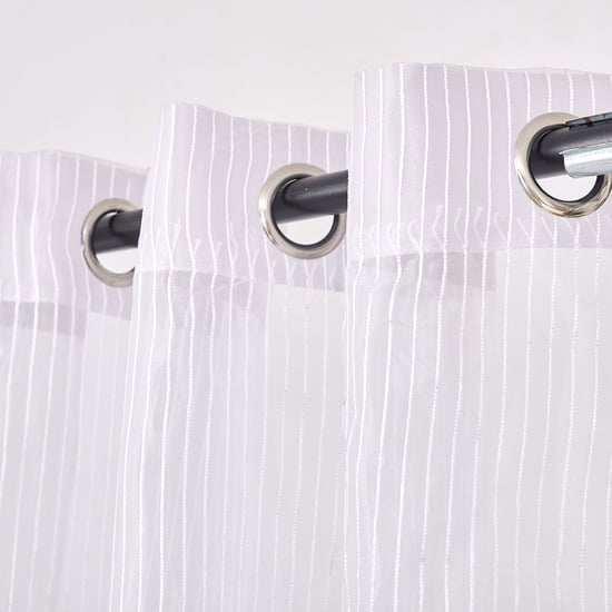 Corsica Striped Set of 2 Sheer Window Curtains - 5.2ft (160cm)