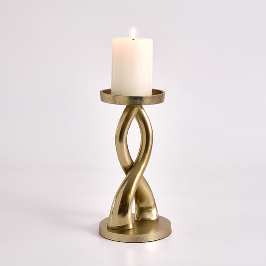 Gilded Luxe Metal Pillar Candle Holder