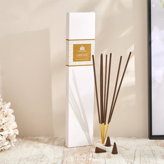 Essentials Core 30Pcs Lemongrass Scented Incense and Cones Set with Holder