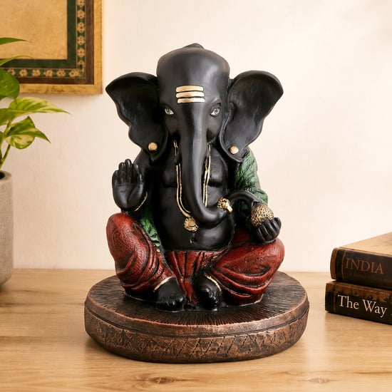 Corsica Elba Polyresin Sitting Ganesha Figurine