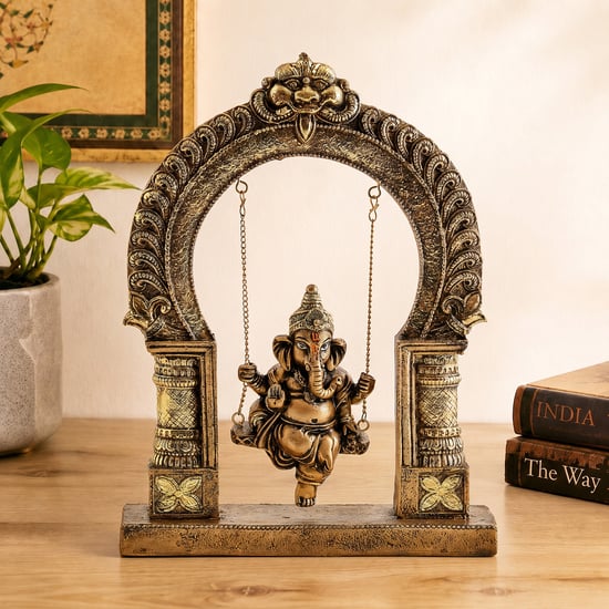 Corsica Elba Polyresin Ganesha on Swing Figurine