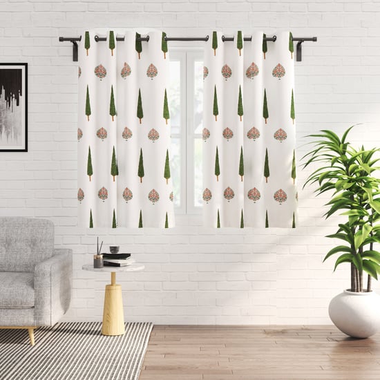 Amaira Set of 2 Printed Sheer Window Curtains - 5.2ft (160cm)
