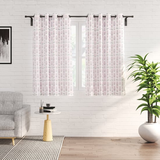 Amaira Set of 2 Printed Sheer Window Curtains - 5.2ft (160cm)