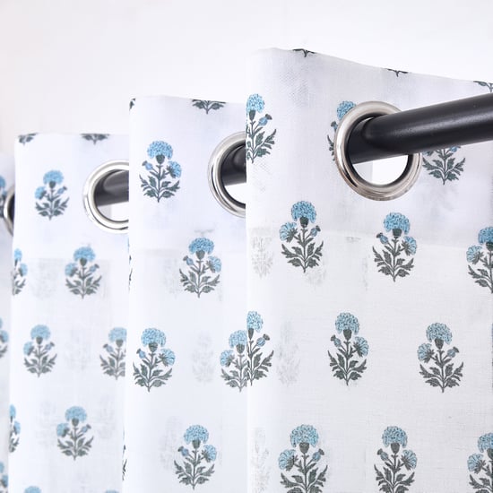 Amaira Neel Set of 2 Printed Sheer Door Curtains - 7.35ft (225cm)