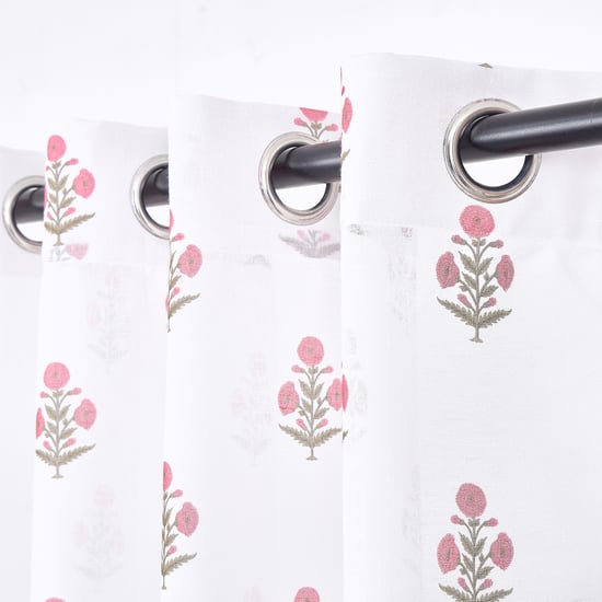 Amaira Set of 2 Floral Print Sheer Door Curtains - 7.3ft (225cm)