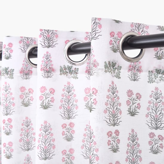 Amaira Set of 2 Floral Printed Sheer Door Curtains - 8.8ft (270cm)