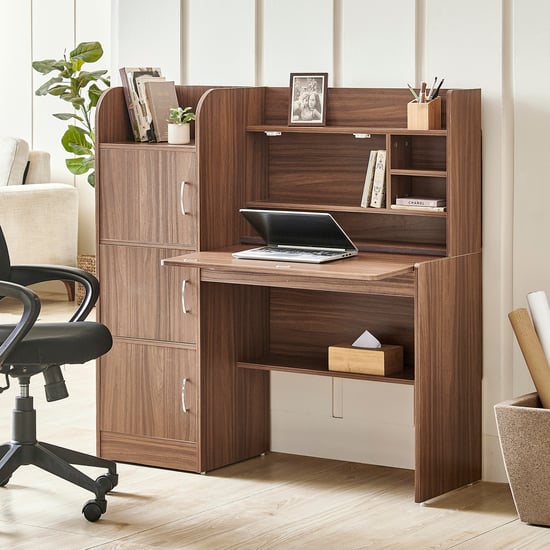 Helios Alton NXT Study Desk with Hutch - Walnut