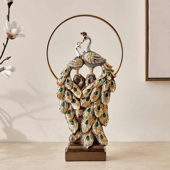 Corsica Mayur Polyresin Peacock Figurine with Ring