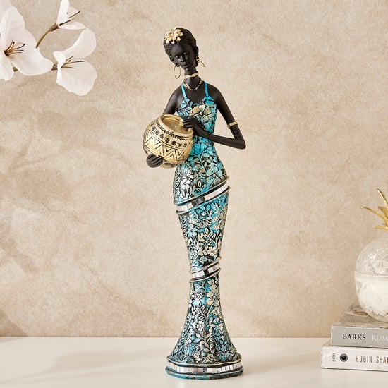 Corsica Jaguar Polyresin African Lady with Pot Figurine