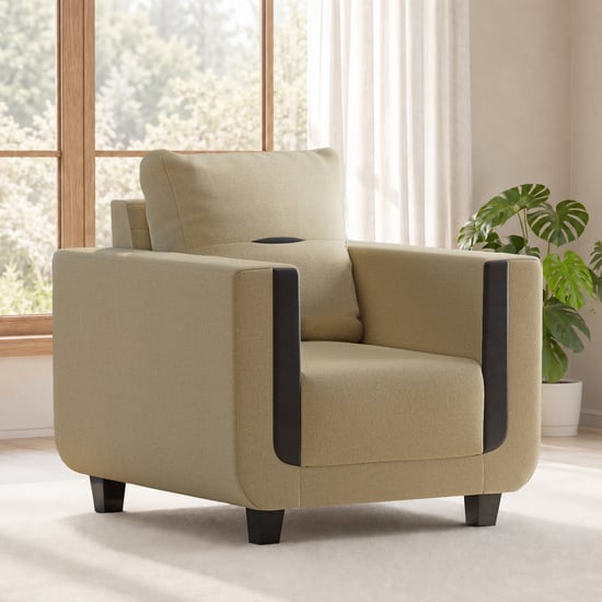 Berry Fabric 1-Seater Sofa - Beige